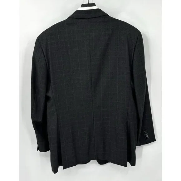JOSEPH ABBOUD jacket blazer sport coat windowpane plaid charcoal gray 44L - Picture 7 of 9